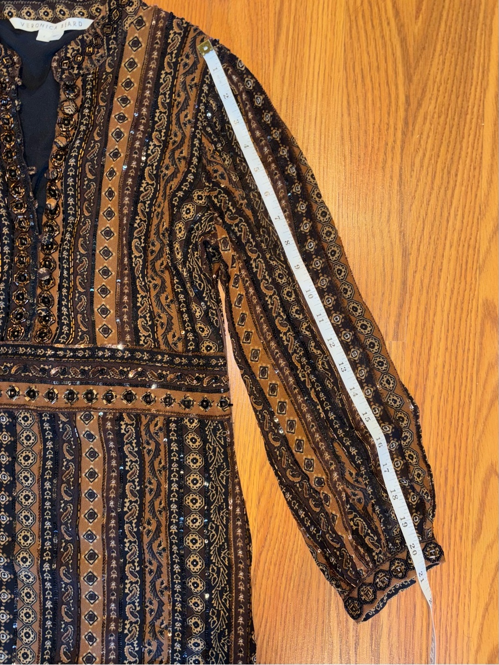 Veronica Beard Black and Brown Striped Midi Dress - Picture 5 of 10
